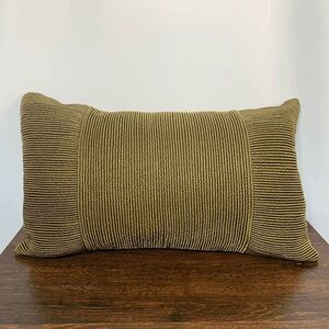 Satin Feather Decorative Pillow Metallic Olive Green 20x12